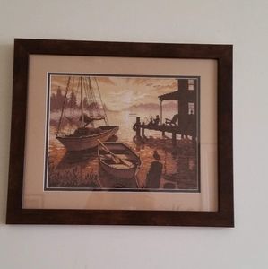 framed handmade cross stitch artwork